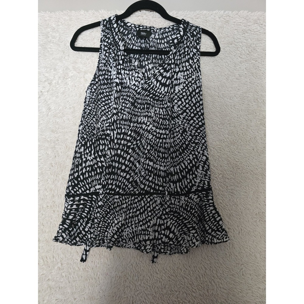 Mossimo black & white pattern sleeveless tunic blouse size XS